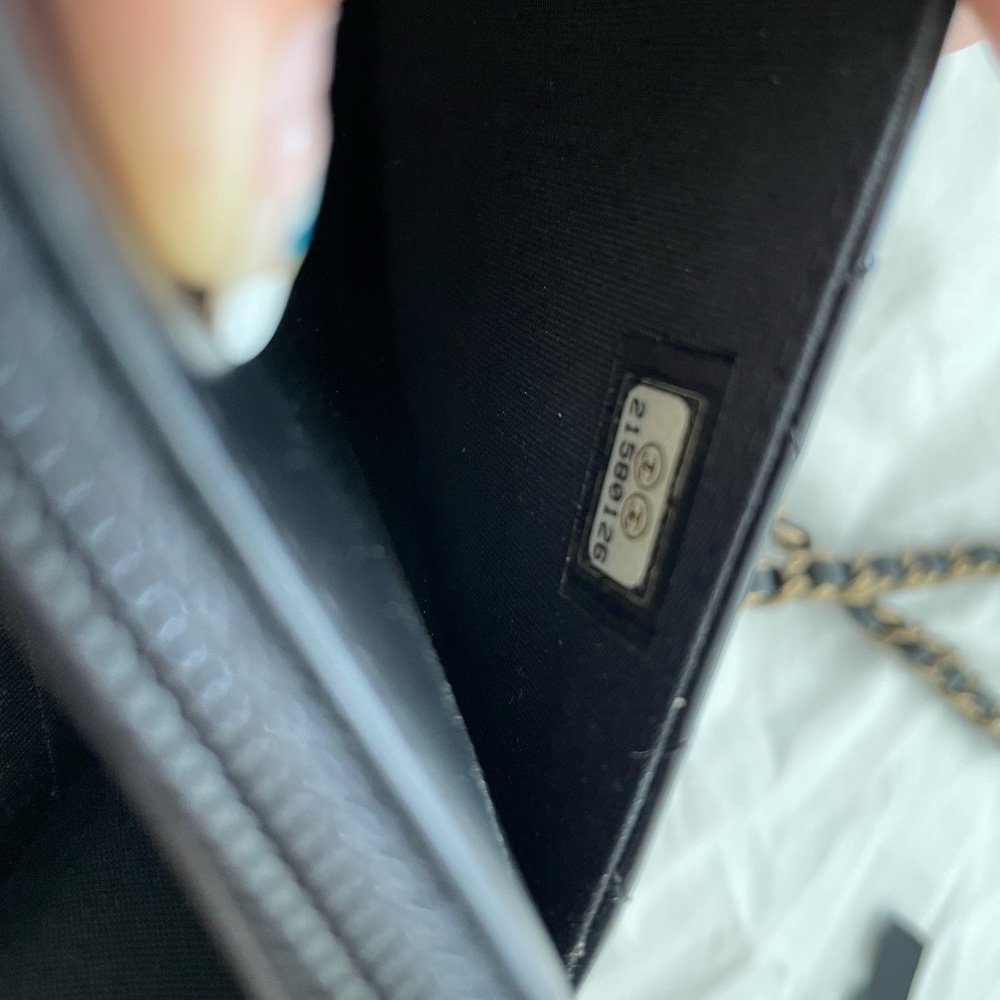 •SOLD to Fashionphile• CHANEL Patent Boy Wallet On Chain WOC Black - Picture 14 of 16